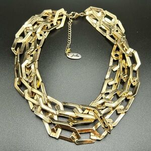 L039 Jules gold tone large link statement necklace